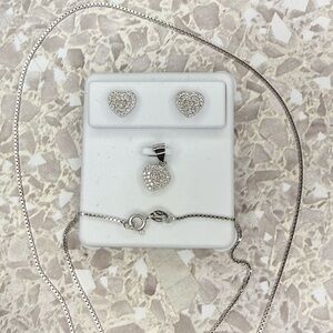 Elegant 925 Silver Moissanite Heart Jewelry Set